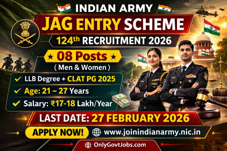 Indian Army JAG Entry Scheme 124th Recruitment 2026 – Apply Online for 08 Posts